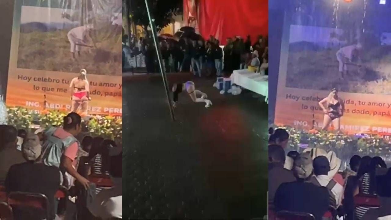 Puebla'daki Olintla Belediye Binası, Babalar Günü'nü egzotik dansçılarla kutluyor.