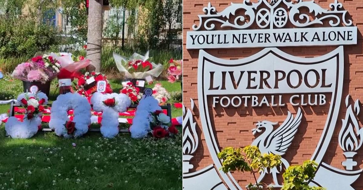 La afición del Liverpool rinde homenaje a Diogo Jota: flores y mensajes en Anfield