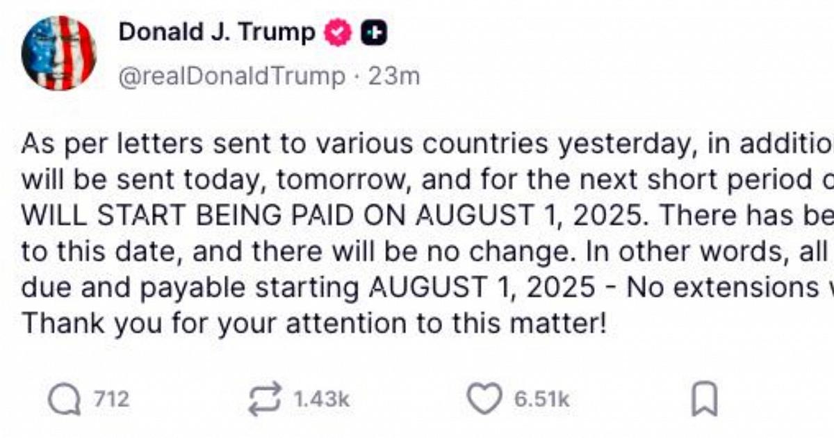 Trump envia seis novas cartas a países, incluindo Filipinas e Argélia: tarifas que variam de 20 a 30 por cento.