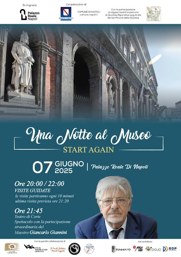 “Una notte al Museo – Start Again” al Palazzo Reale di Napoli: guest star Giancarlo Giannini