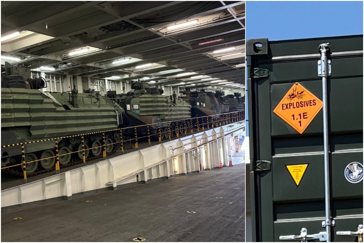 US weapons and amphibious vehicles on the Saudi ship Bahri Yanbu, an investigation underway in Genoa following a complaint by USB dock workers.