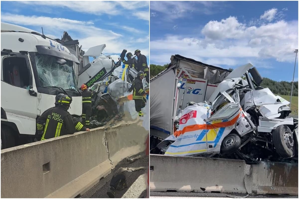 Um caminhão bate na rodovia A1 em Arezzo, matando três pessoas em uma ambulância e ferindo mais de 10.