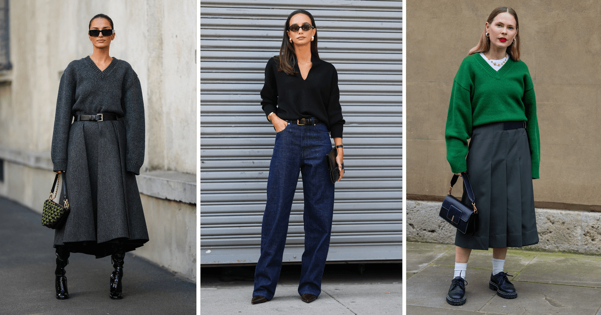 This is How Stylish Women are Wearing Their V-Neck Jumpers for Autumn