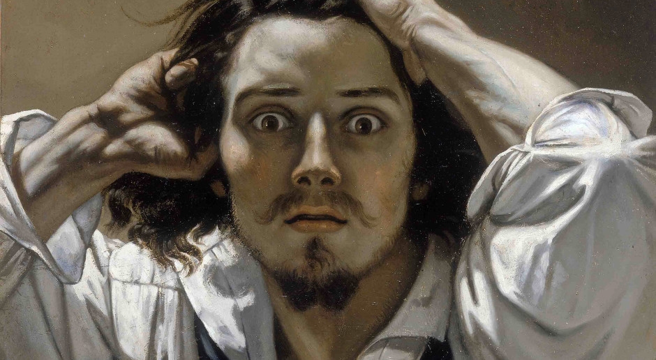 What is intriguing and what is terrifying about Gustave Courbet's painting "The Desperate Man"?